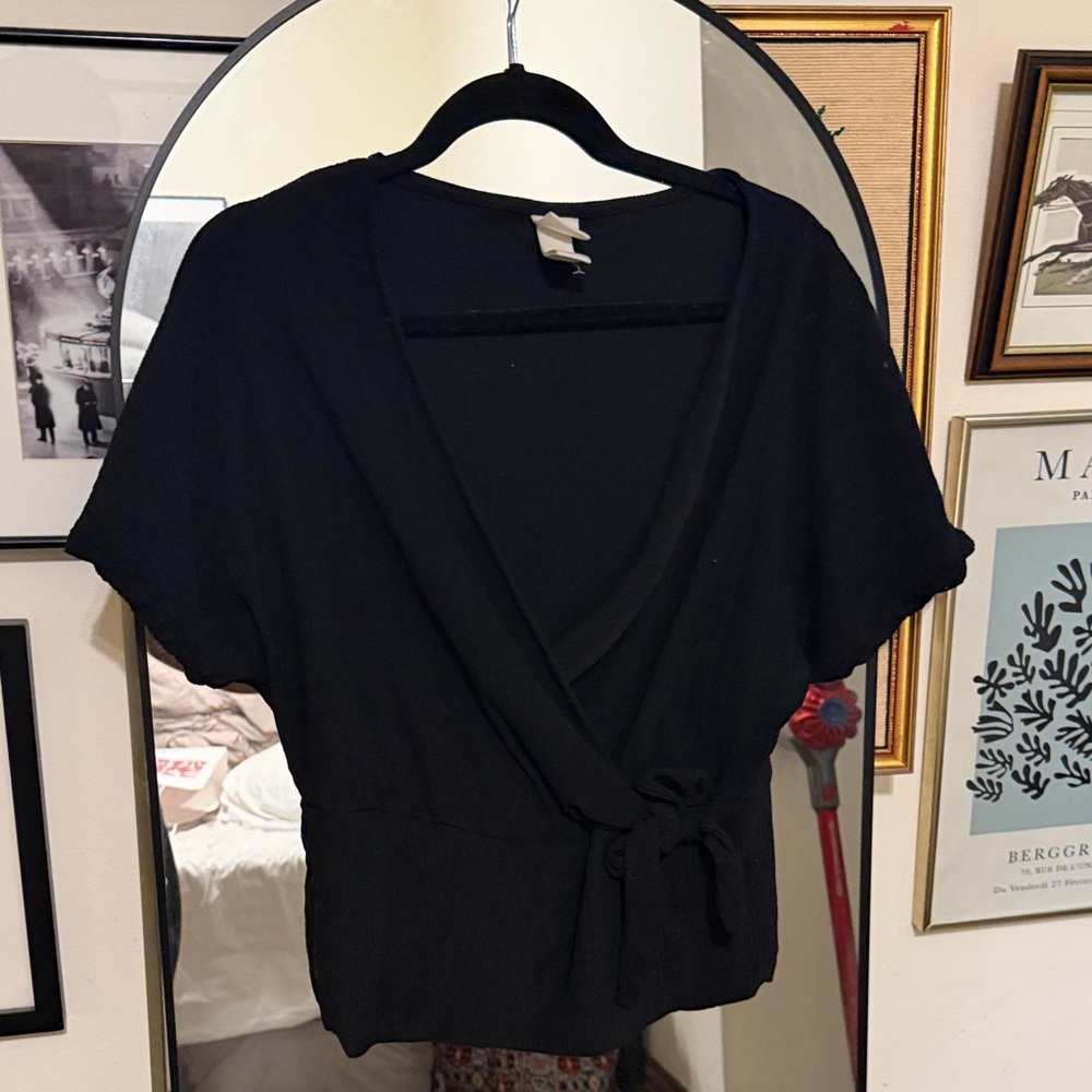 H&M Black Wrap Blouse